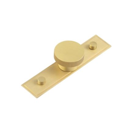 Thaxted Cupboard Knobs 40mm Stepped Backplate Satin Brass - By Frelan Hardware - HOX-240SB-6090SB