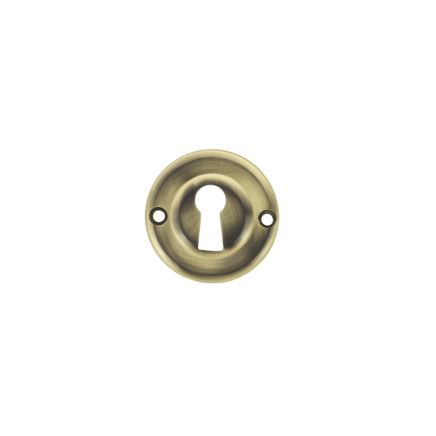 Old English Solid Brass Open Key Hole Escutcheons - Antique Brass (Pair)