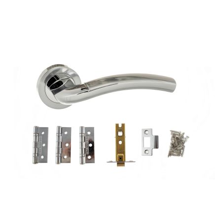Atlantic Crest Dorpac (3" Latch, 3"x2" Hingesx3) - Satin Chrome/Polished Chrome