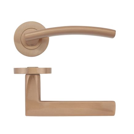 Zoo Hardware Amalfi lever on round rose - Tuscan Rose Gold
