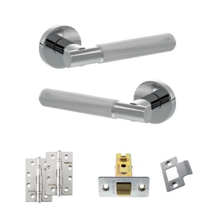 Senza Pari Rosarno Door Handle Pack (Latch Set - 3" CE Latch, 4" Slim Knuckle Hinges x2) - Polished Chrome