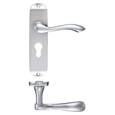 Zoo Hardware Arundel Lever Euro Lock (47.5mm c/c) Furniture - Short Plate 175 x 42mm - Satin