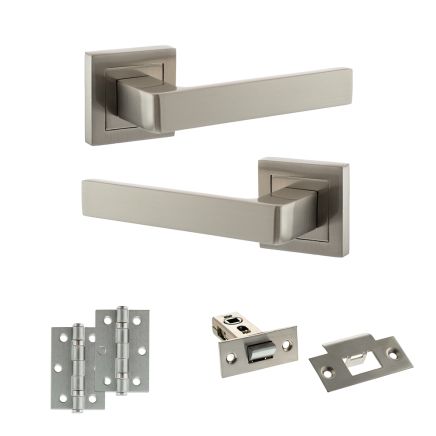 STATUS Montana Door Handle Pack (Latch Set - 2.5" Latch, 3" Hinges x2) - Satin Nickel