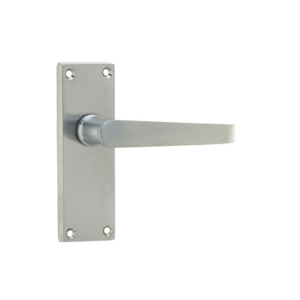 Victorian Straight Door Handle on Short Latchset Plate Satin Chrome - By Frelan Hardware - JV31SC