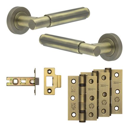 Complete Bloom Door Handle Pack - Internal Doors - Antique Brass - 64mm / 3-inch Hinges - JE-B1B-AB