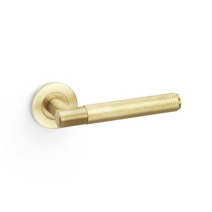 Alexander & Wilks - Spitfire Knurled Lever on Round Rose - Satin Brass PVD