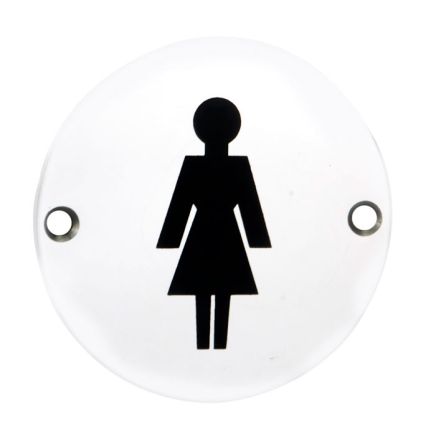 Signage Female Symbol  - Bright Stainless Steel