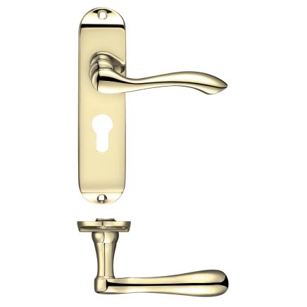 Zoo Hardware Project Arundel lever on euro backplate - 175mm x 42mm - Electro Brass
