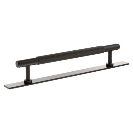 Millhouse Brass Battersea Linear T-Bar Cabinet Pull Handle on Backplate 160mm - Urban Dark Bronze