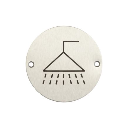 Stainless Steel Shower Symbol 75mm Satin Stainless Steel - By Frelan Hardware - JS106SSS