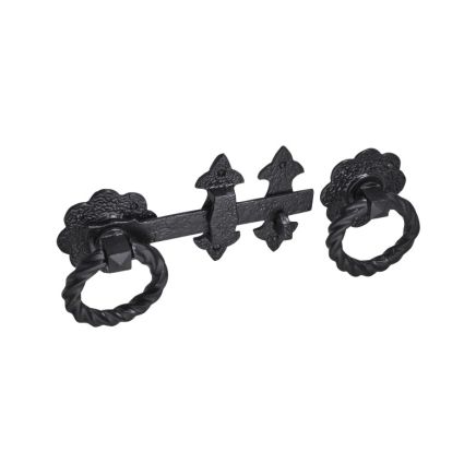 8"Fleur de Lys Twisted Ring Gate Latch