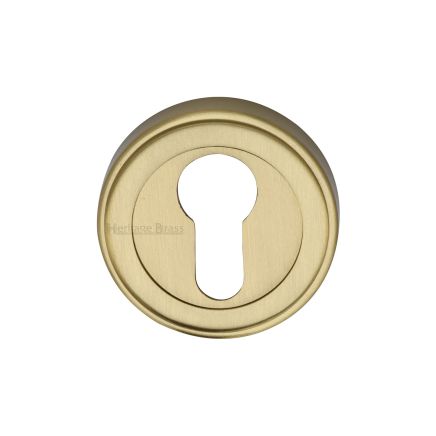 Heritage Brass Euro Profile Cylinder Escutcheon Satin Brass finish