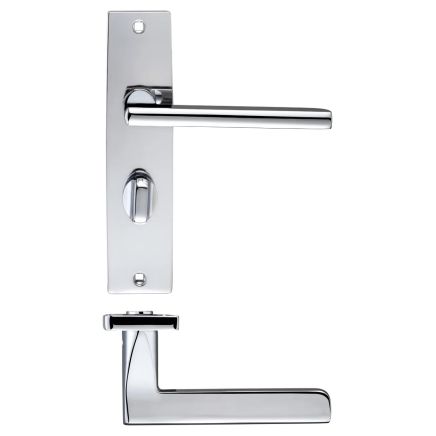Zoo Hardware Venice lever on bathroom backplate - Polished Chrome