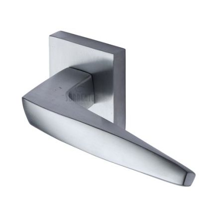 Sorrento Door Handle Lever Latch on Square Rose Serpentine Design Satin Chrome finish