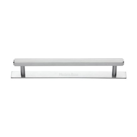 Heritage Brass Cabinet Pull Hexagonal Design with Plate 160mm CTC Satin Chrome Finish
