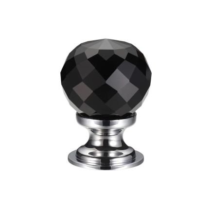 Zoo Hardware Glass Ball Cabinet Knob - Facetted 30mm - Chrome