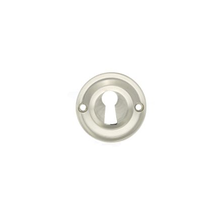 Old English Solid Brass Open Key Hole Escutcheons - Satin Nickel (Pair)