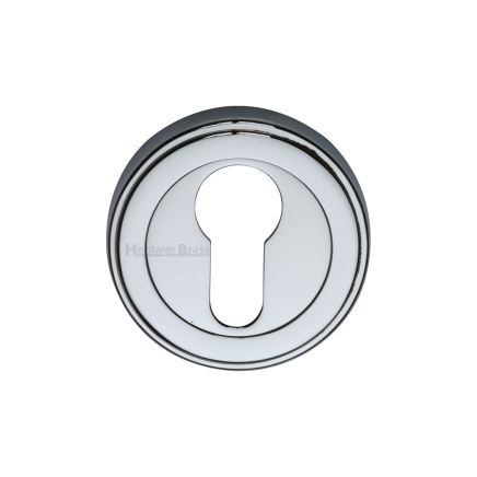 Heritage Brass Euro Profile Cylinder Escutcheon Polished Chrome finish