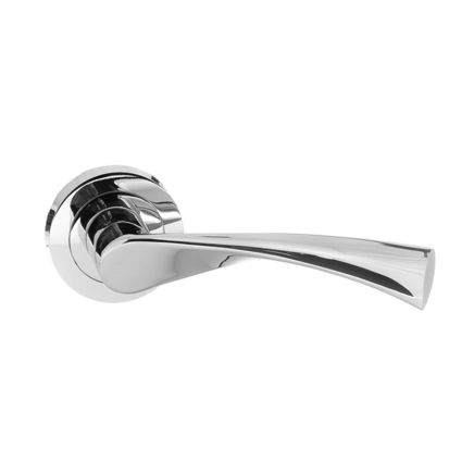 STATUS Colorado Lever Door Handle on Round Rose - Polished Chrome (Pair)