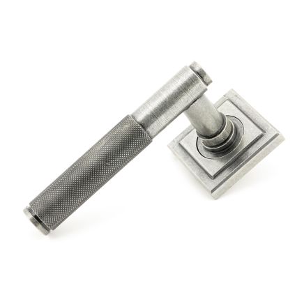 Pewter Brompton Lever on Rose Set (Square) - Unsprung