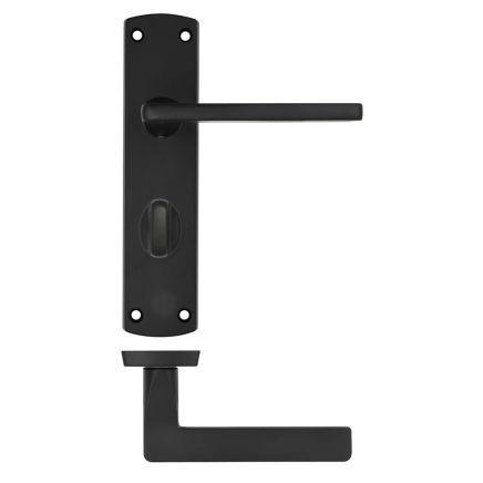 Zoo Hardware Leon lever on bathroom backplate - Matt Black
