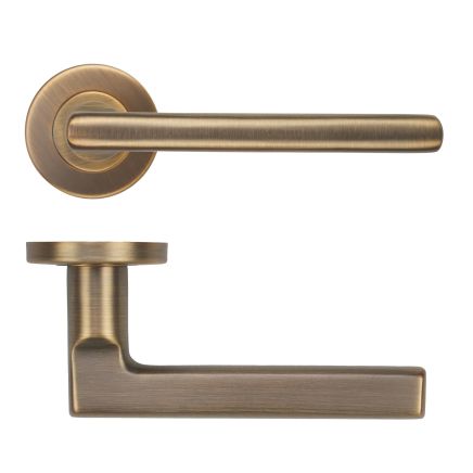 Zoo Hardware Modern Lever on Round Rose 52mm x 8mm Push-on Rose - BS EN 1906 Grade 3 - Grade 201 - Antique Brass