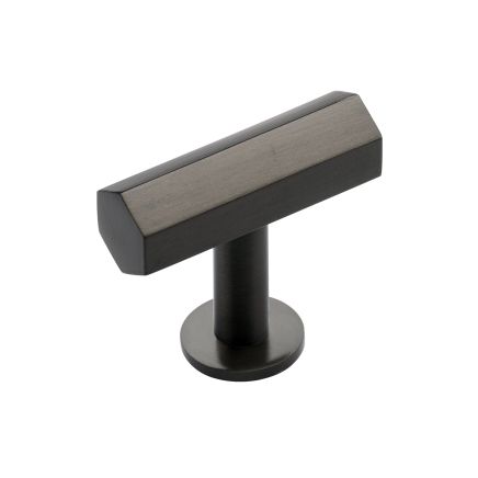 Heritage Brass Cabinet Knob Hexagon T-Bar Design with Rose 41mm Matt Bronze finish