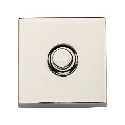 Heritage Brass Square Bell Push Polished Nickel finish