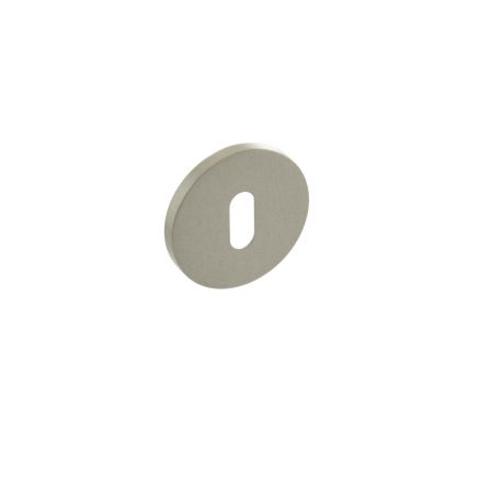 Millhouse Brass Key Escutcheons on 5mm Slimline Round Rose - Satin Nickel (Pair)