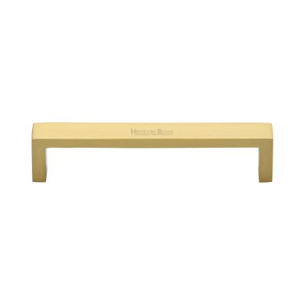 Heritage Brass Cabinet Pull Wide Metro Design 128mm CTC Satin Brass Finish