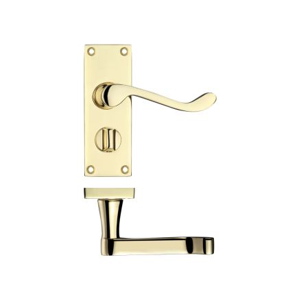 Zoo Hardware Project Victorian scroll lever on privacy backplate -114mm x 40mm - Electro Brass