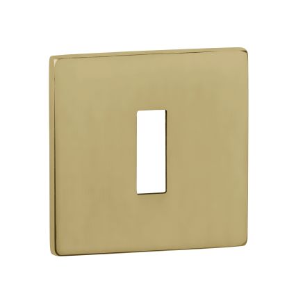 Tupai Exclusivo 5S Line Key Escutcheons on 5mm Slimline Square Rose - Raw Brass