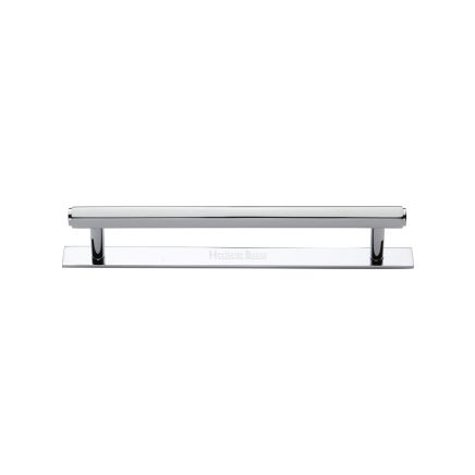 Heritage Brass Cabinet Pull Hexagonal Design with Plate 128mm CTC Polished Chrome Finish