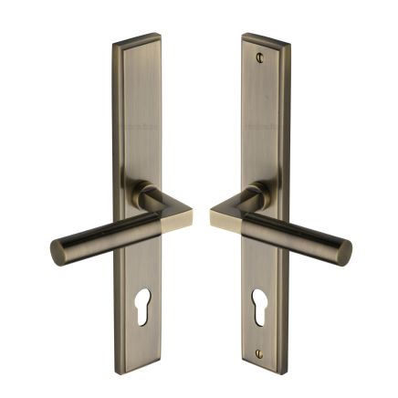 Heritage Brass Multi-Point Door Handle Lever Lock Bauhaus LH Design Antique Brass finish