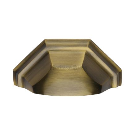 Heritage Brass Drawer Pull Deco Design 89mm CTC Antique Brass Finish
