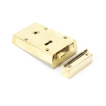 Polished Brass Left Hand Rim Lock - Small