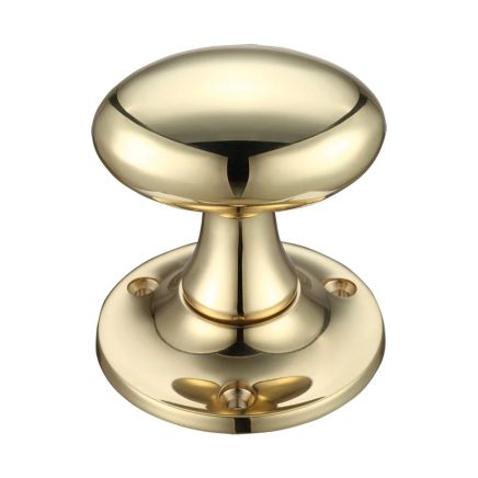 Zoo Hardware Oval Mortice Knob Furniture 60mm Rose dia. - Polished Brass