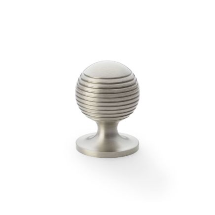 Alexander & Wilks - Caesar Cupboard Knob on Round Rose - Satin Nickel - 32mm