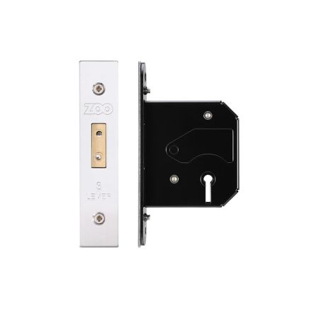 Zoo Hardware 3 Lever Replacement Dead Lock - 64mm c/w PVD Forend and Strike - Satin Stainless