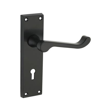 Victorian Scroll Lock Lever Handle 150mm Matt Black