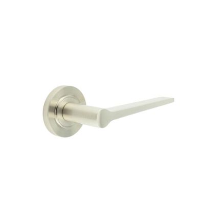 Knightsbridge Door Handle on Plain Rose Satin Nickel - By Frelan Hardware - BUR20KIT313