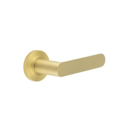 Kensington Door Handles Knurled Rose Satin Brass - By Frelan Hardware - BUR25KIT239