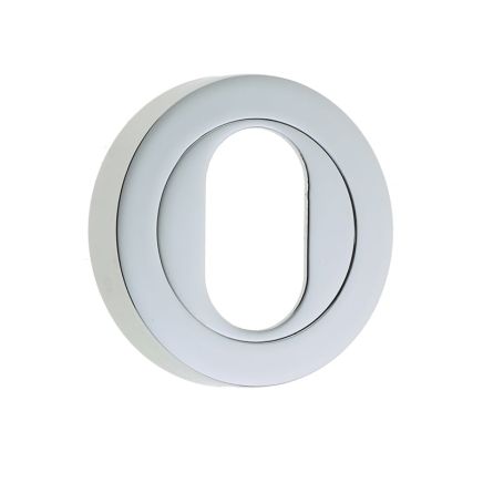 Jedo Designer Oval Profile Escutcheons on 50mm Round Rose Polished Chrome - By Frelan Hardware - JV503UPC