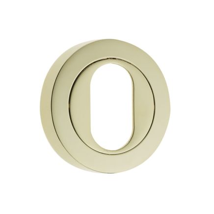 Jedo Designer Oval Profile Escutcheons on 50mm Round Rose Brass Finish - By Frelan Hardware - JV503UPVD