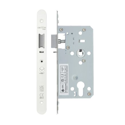 Zoo Hardware 2 Piece - DIN night latch - 72mm c/c - backset 55mm - radius - White