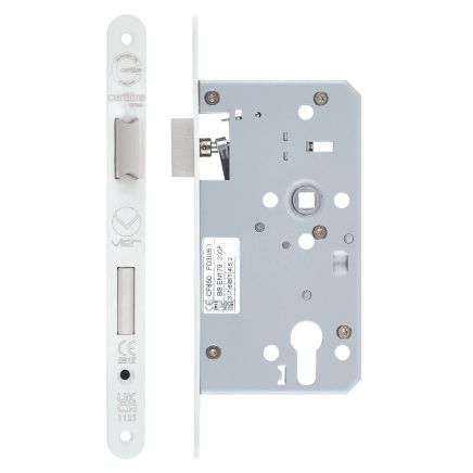 Zoo Hardware Din escape lock - 72mm c/c - backset 60mm - radius - White