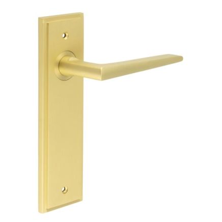 Mayfair Door Handle Latch Backplate Satin Brass - By Frelan Hardware - BUR10KIT242