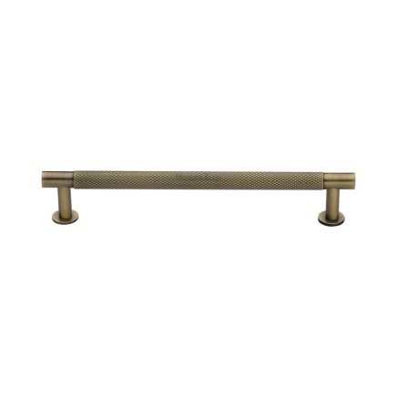 Heritage Brass Cabinet Pull Partial Knurled Design with 16mm Rose 160mm CTC Antique Brass finish