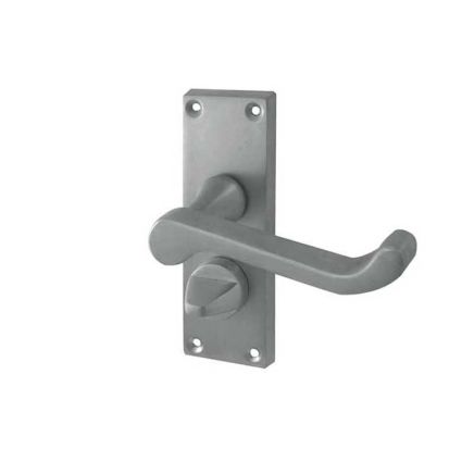Victorian Scroll Door Handle on Privacy Plate Satin Chrome - By Frelan Hardware - JV11PRSC