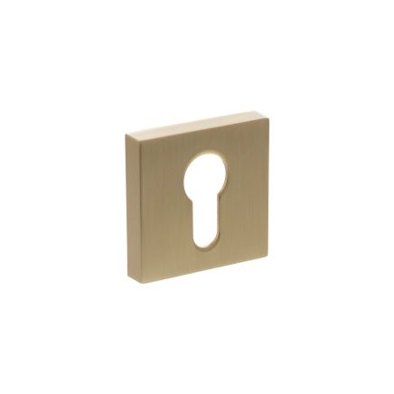 Senza Pari Euro Escutcheons on Minimal Square Rose - Satin Brass (Pair)